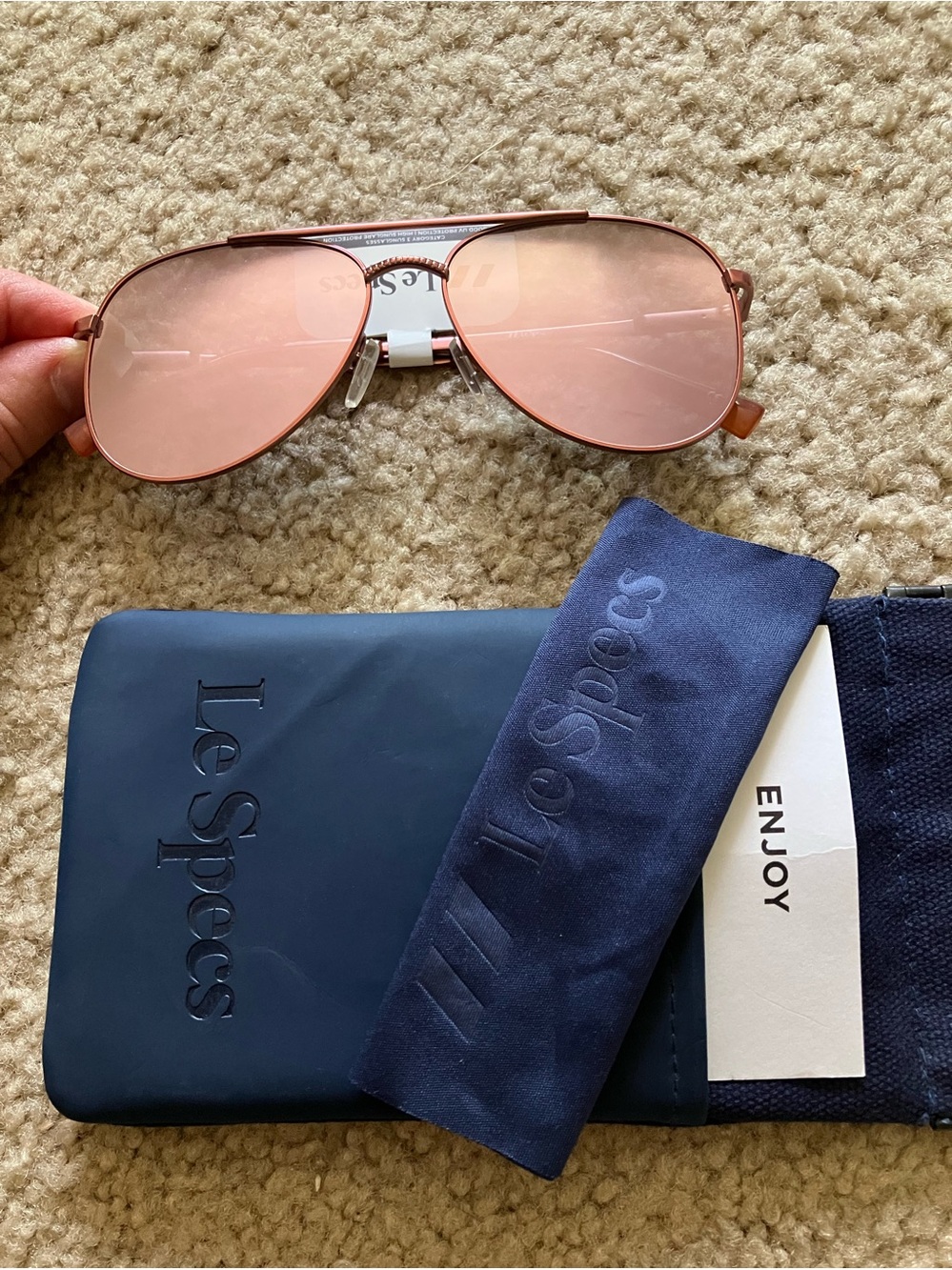 Le Specs ‘Kingdom’ Rose Gold Aviator Sunglasses
